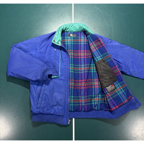Pendleton Other - Vintage Pendleton Bomber Jacket Men M Lobo Blue Purple Plaid Wool Thinsulate 80s